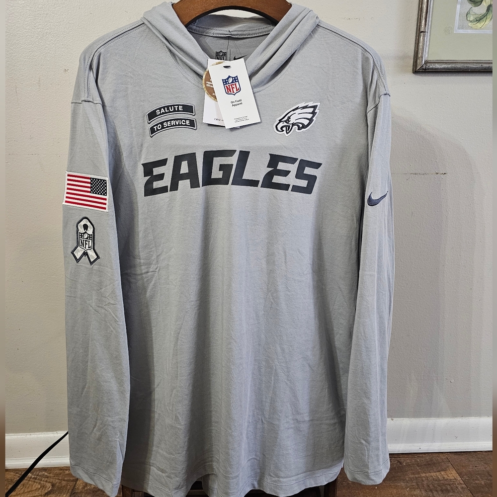 Nike Dri-Fit NFL Philadelphia Eagles "Salute To Service" Gray Hoodie Men's 2XL